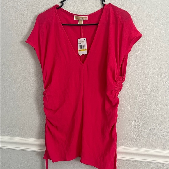 Michael Kors Tops - Michael Kors Vibrant Pink V-Neck Blouse